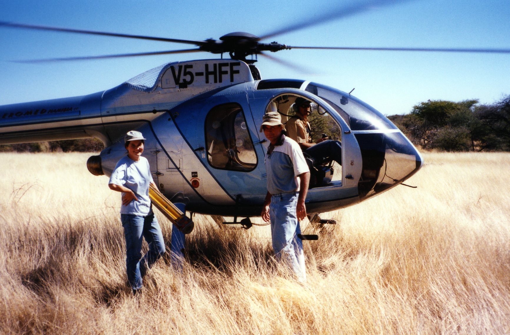 surveying in Namibia with the help of a helicopter