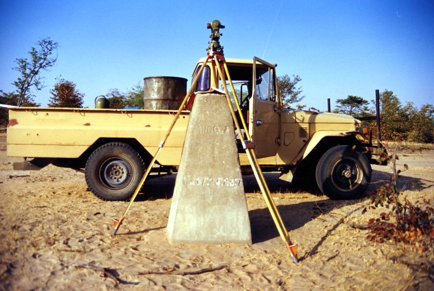 survey marker on the Namibian/Angolan border