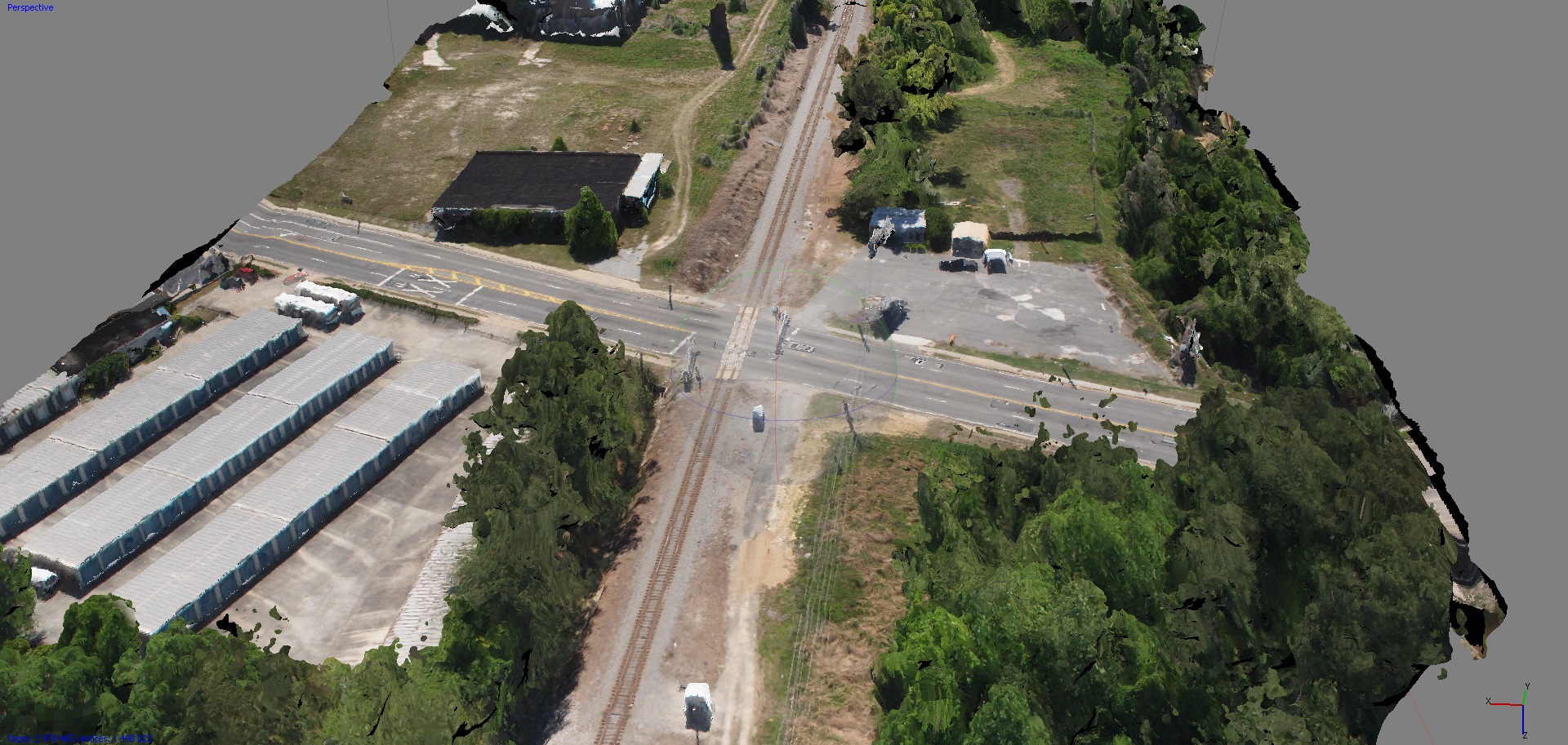 3D model created by Micro Aerial Projects of railroad crossing