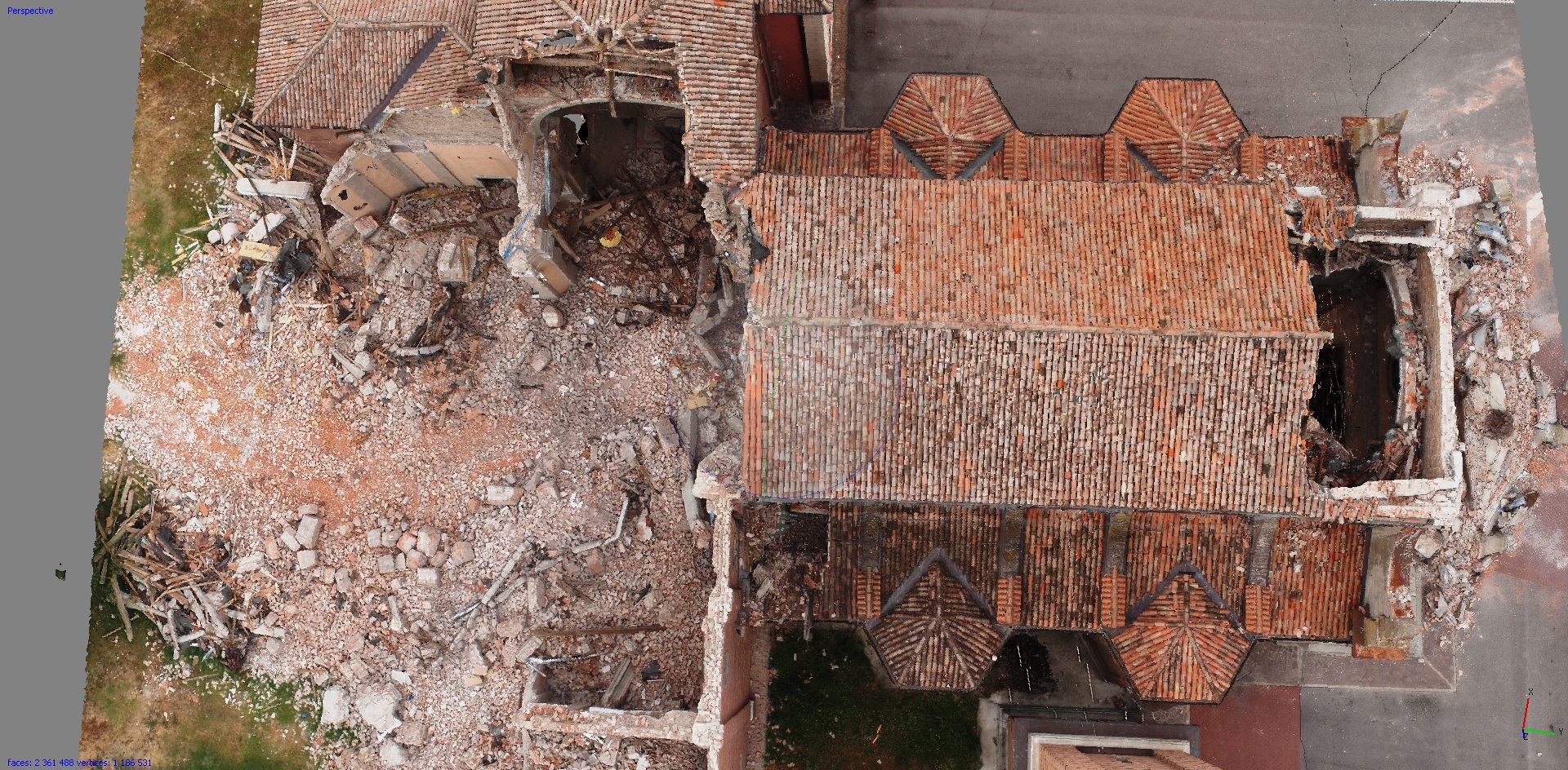 earthquake damage in mirabello, italy