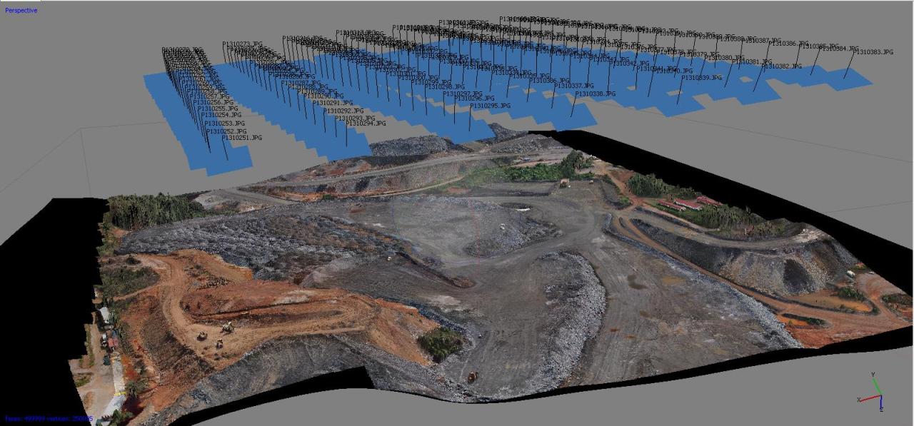 photo centers above a 3D model, created by Micro Aerial Projects using the v-map system