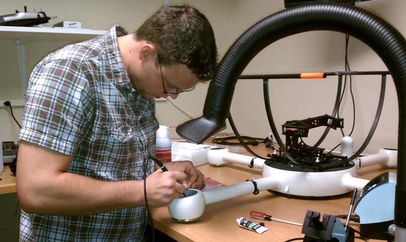 small uav in the workshop