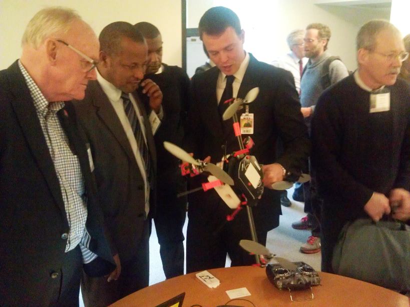Oliver Volkmann explaining small uavs at the World Bank conference on Land and Poverty